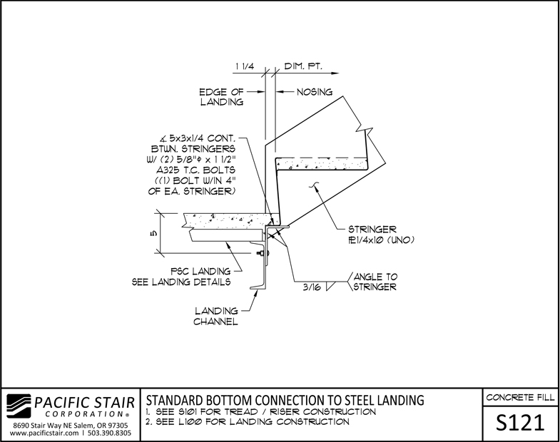 Steel Stair Connection Details Concrete Filled Stairs  Landings Pacific Stair  Corporation