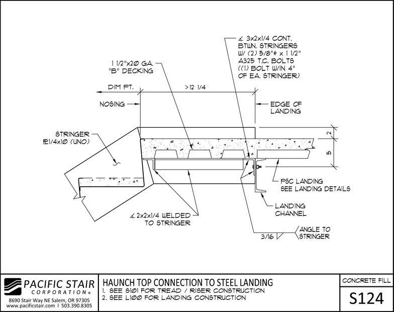 Steel Pan Stair Detail Drawings Concrete Filled Stairs  Landings Pacific Stair  Corporation