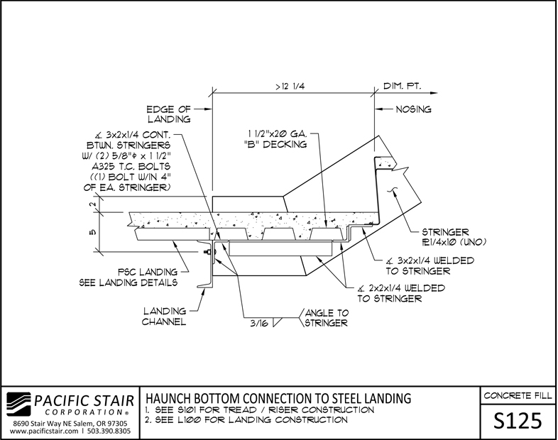 Steel Stair Connection Details Concrete Filled Stairs  Landings Pacific Stair  Corporation