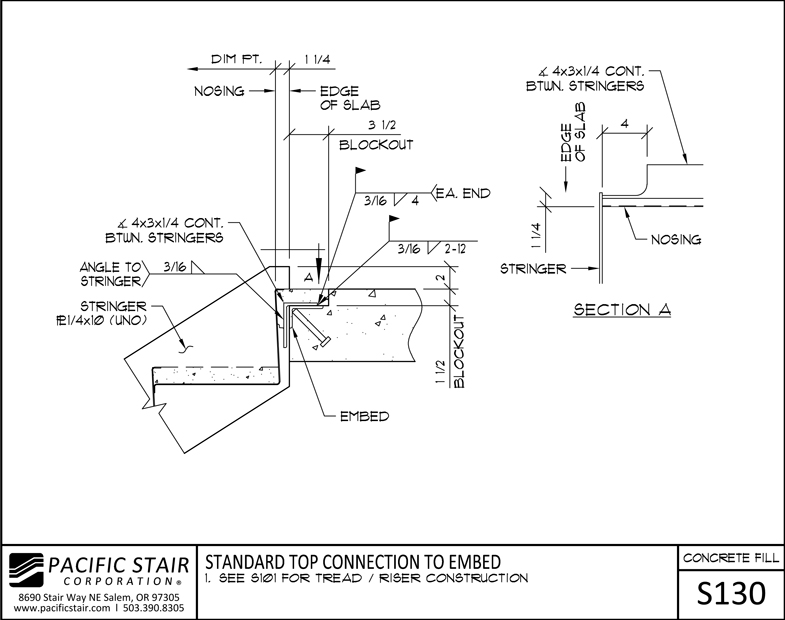 Steel Pan Stair Detail Drawings Concrete Filled Stairs  Landings Pacific Stair  Corporation