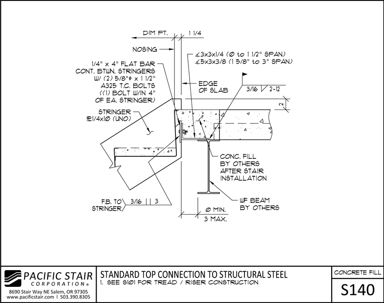 Typical Concrete Stair Detail  Concrete  Filled Stairs  Landings Pacific Stair  Corporation