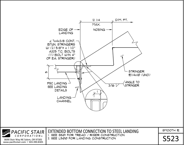 Steel Pan Stair Detail Drawings Smooth Plate Stairs  Landings Pacific Stair  Corporation