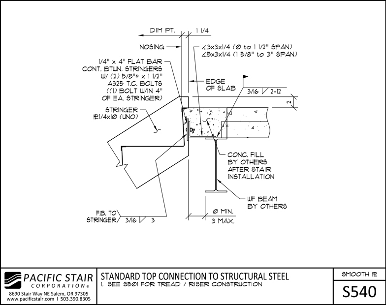 Steel Stair Connection Details Smooth Plate Stairs  Landings Pacific Stair  Corporation