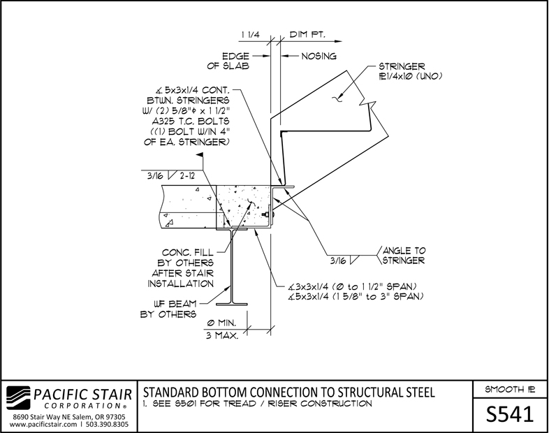 Stair Structural Detail Smooth Plate Stairs  Landings Pacific Stair  Corporation