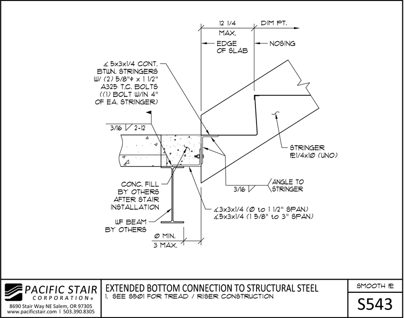 Stair Structural Detail Smooth Plate Stairs  Landings Pacific Stair  Corporation