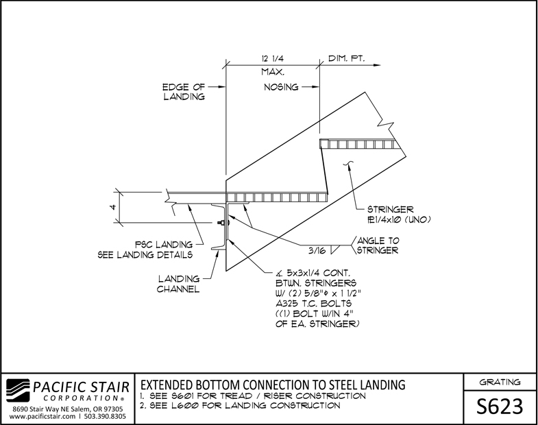 Steel Stair Connection Details Grating Stairs  Landings Pacific Stair  Corporation